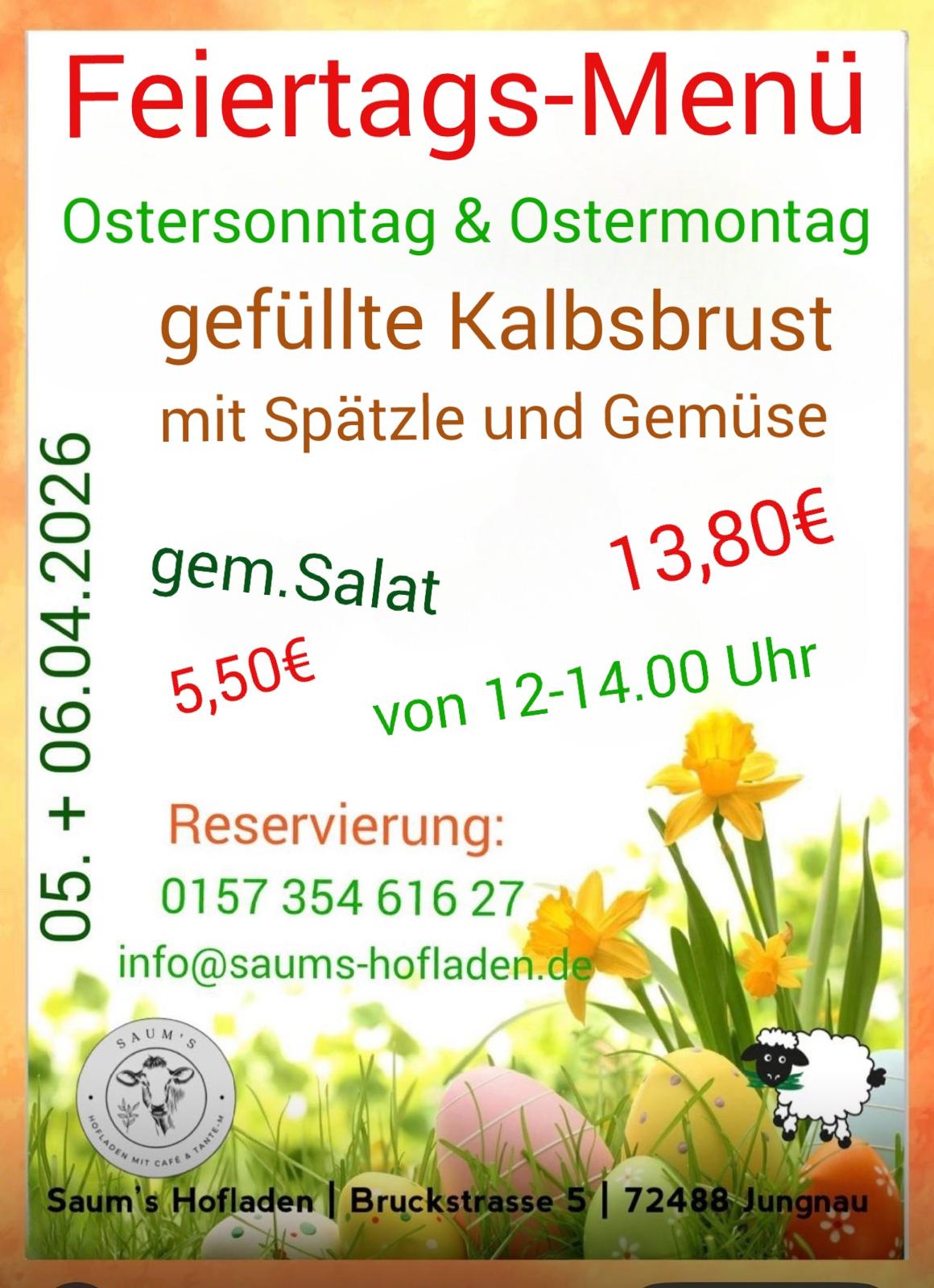 Feiertags -Menü